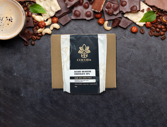 Box of Cocoda deluxe 30% drinking chocolate