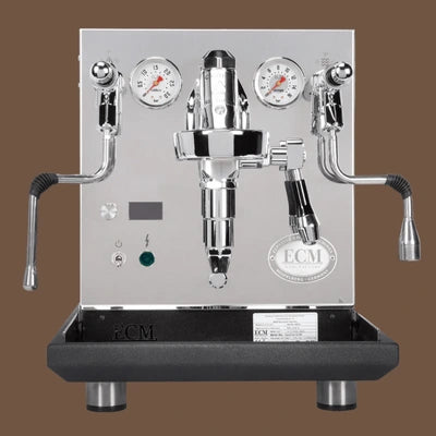 ECM Synchronika II dual boiler espresso machine with OLED display, rotary pump, and precision design – available at Walcha Coffee.