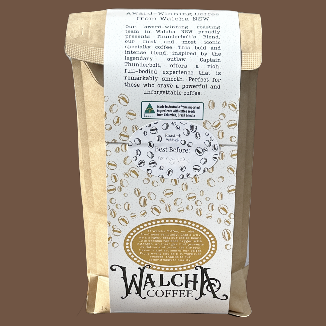 Thunderbolt’s Blend coffee kilo bag by Walcha Coffee — specialty espresso blend roasted in Walcha, NSW.