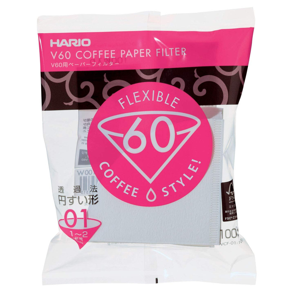 Hario V60 Size 01 White Paper Coffee Filters – pour-over filter papers for clean brewing.