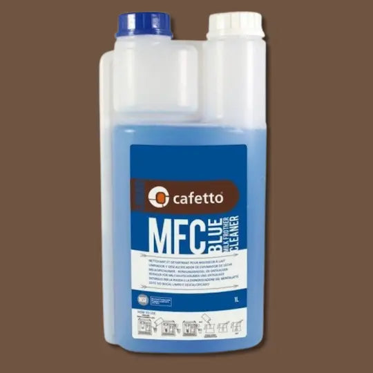 Cafetto MFC Blue 1L milk frother cleaner available at Walcha Coffee – professional coffee machine cleaning solution for cafés and baristas.