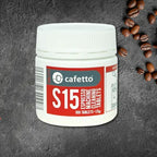 Cafetto S15 espresso machine cleaning tablets, 100-pack, available at Walcha Coffee for effective removal of coffee oils and residues.