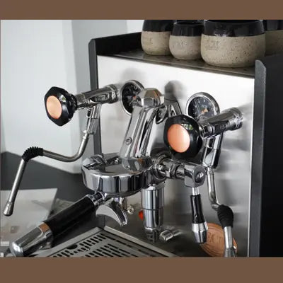 ECM Synchronika Heritage dual boiler espresso machine with anthracite body, copper accents, PID control, and rotary pump – available at Walcha Coffee.