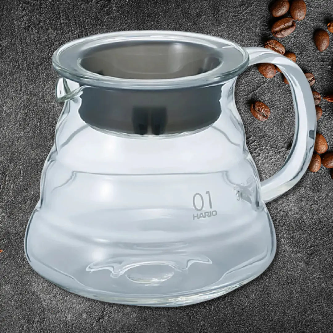 Hario V60 Clear Glass Range Server 360ml coffee carafe, heat-resistant pour-over server available at Walcha Coffee.