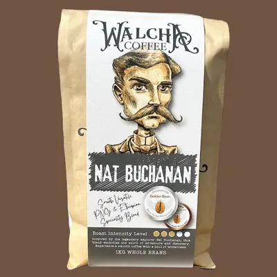 Limited Edition Nat Buchanan Blend coffee by Walcha Coffee – specialty blend with stonefruit sweetness and citrus acidity, perfect for espresso or pour-over.