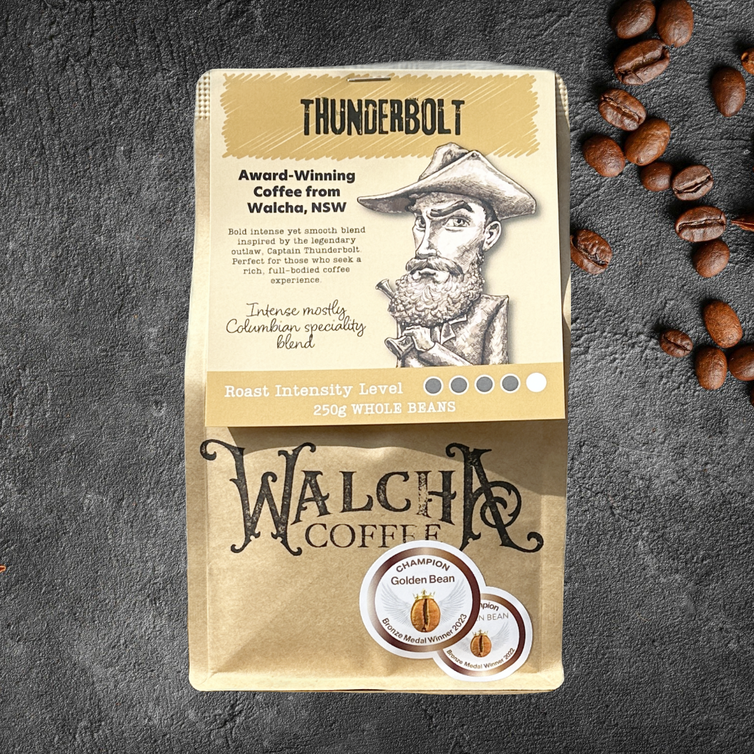 Thunderbolt’s Blend coffee bag by Walcha Coffee — specialty espresso blend roasted in Walcha, NSW.