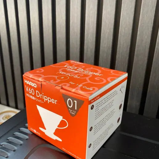 Hario V60 Dripper size 01 in red retail box, designed for brewing 1–2 cups of pour-over coffee.